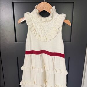 Janie and Jack Cream Dress with Red Accent
